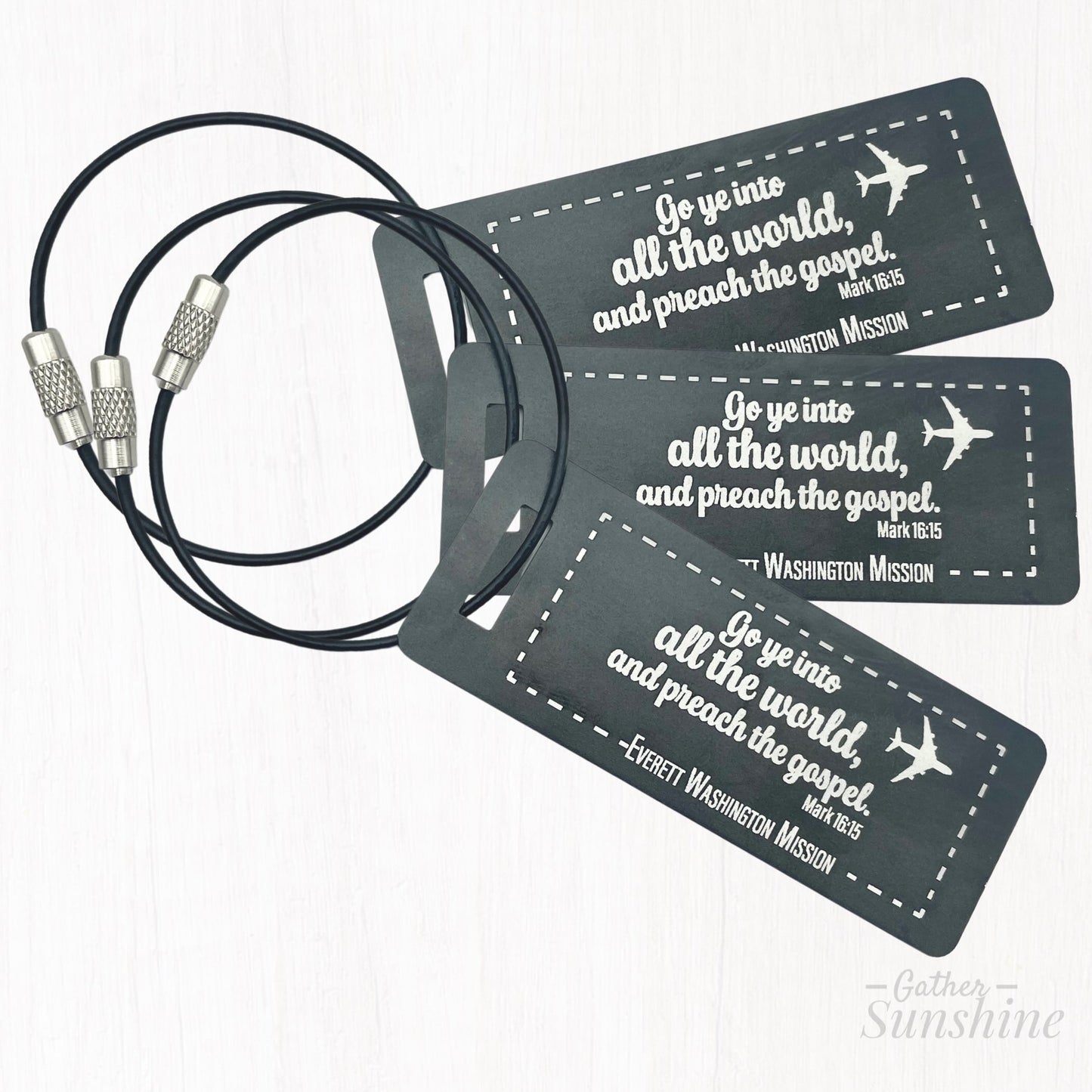 Engraved Luggage Tag – Go Ye Into All the World | Personalized Travel Gift