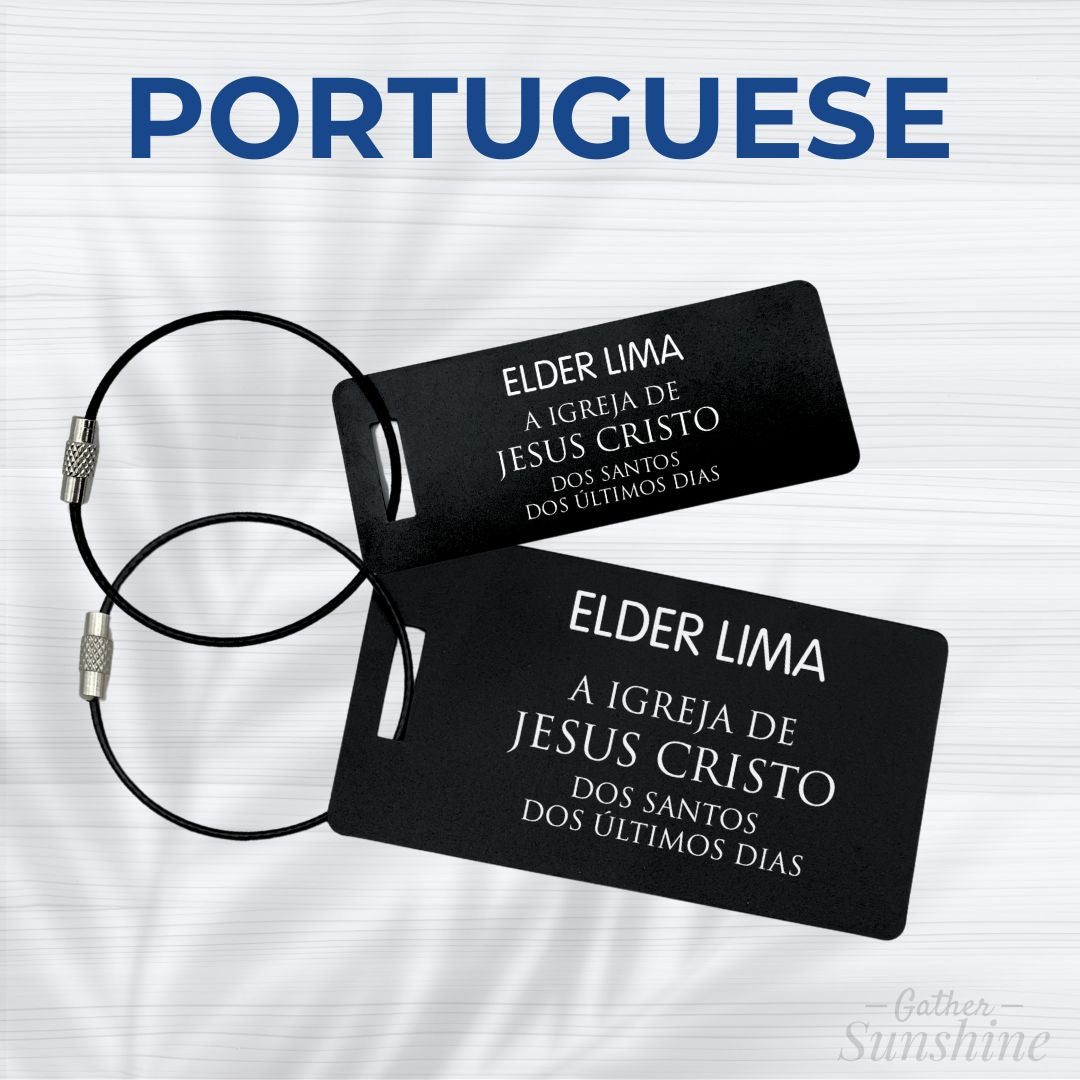 Portuguese Missionary Luggage Tag - Personalized Engraved Tag for Elder or Sister