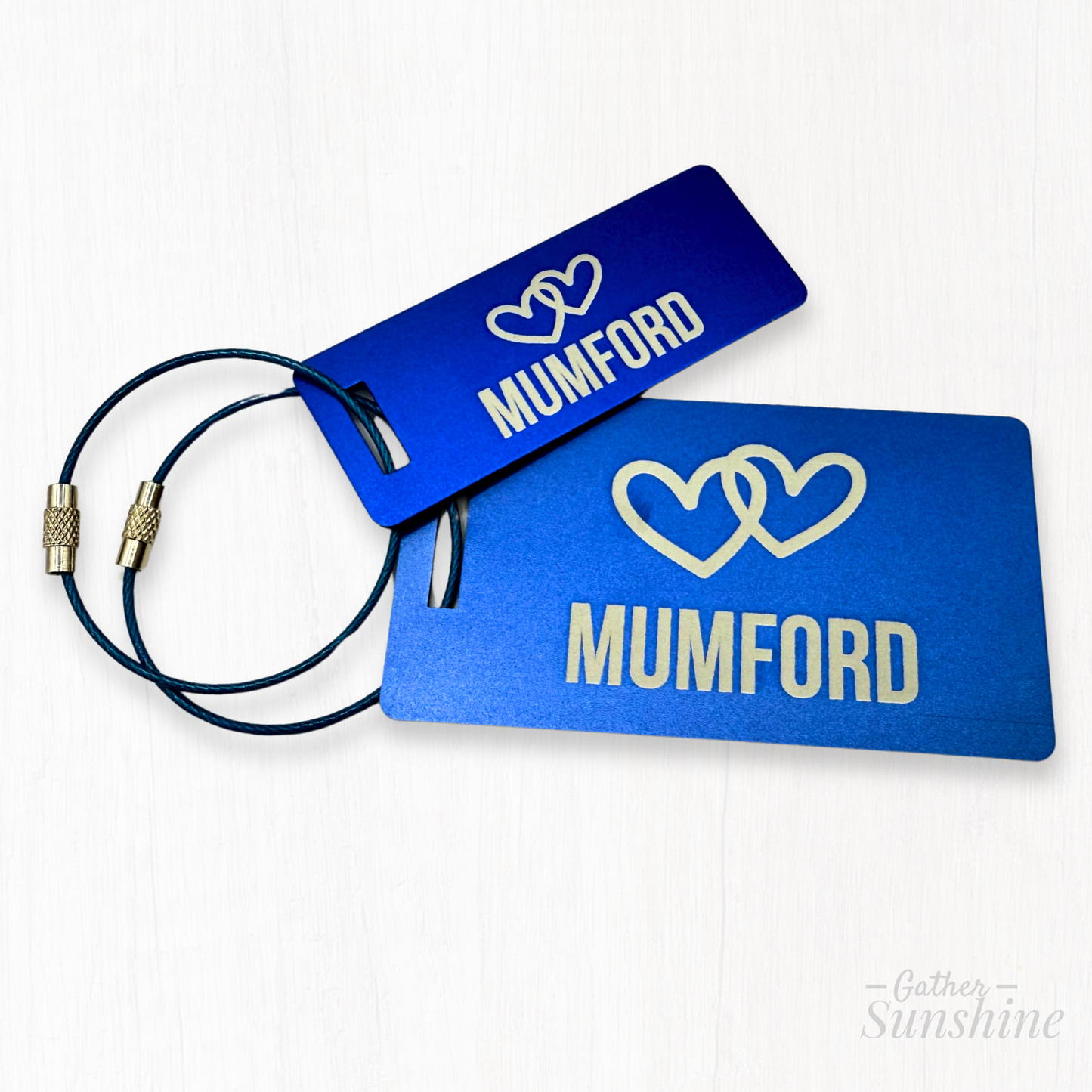Interlocking Hearts Luggage Tag Set – Small + Large Personalized Travel Tags
