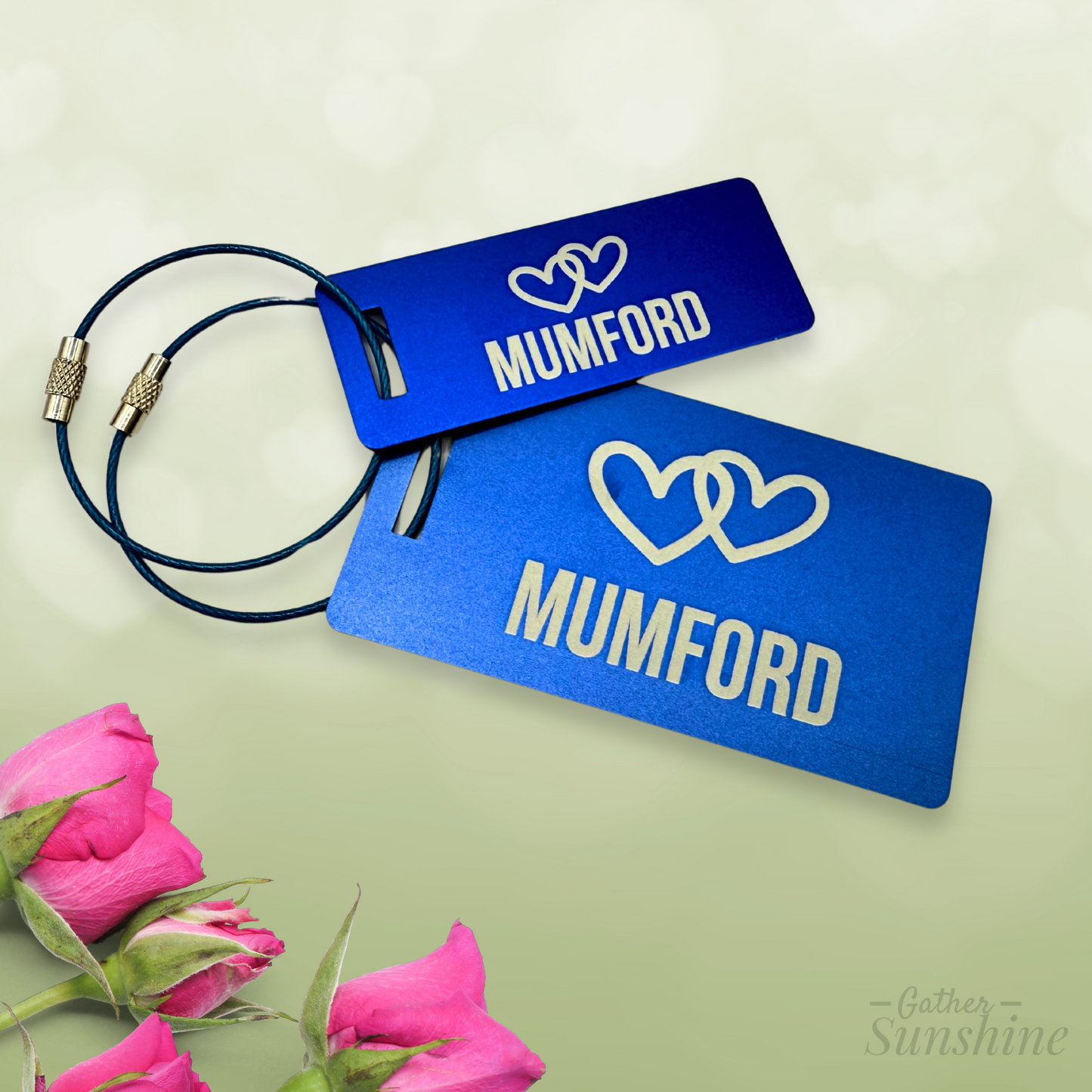 Interlocking Hearts Luggage Tag Set – Small + Large Personalized Travel Tags