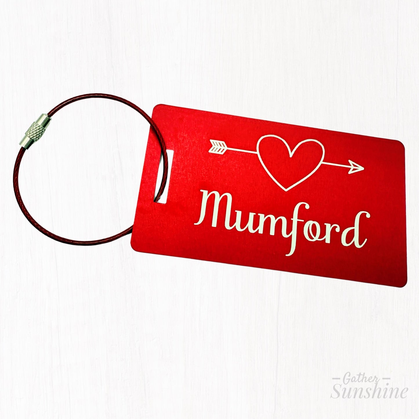 Love Struck Heart Luggage Tag | Personalized Travel Gift for Her or Couples | Custom Engraved Name Bag Tag in 8 Colors