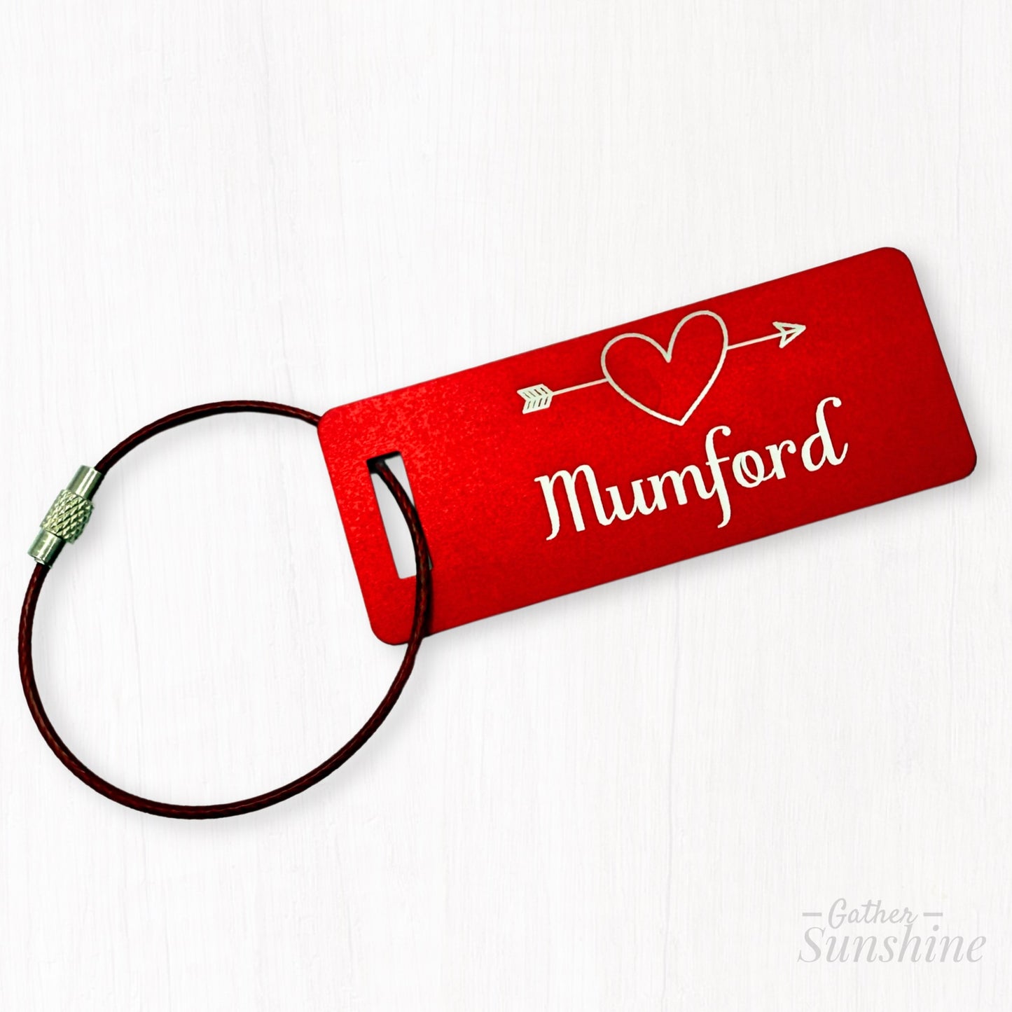 Love Struck Heart Luggage Tag | Personalized Travel Gift for Her or Couples | Custom Engraved Name Bag Tag in 8 Colors
