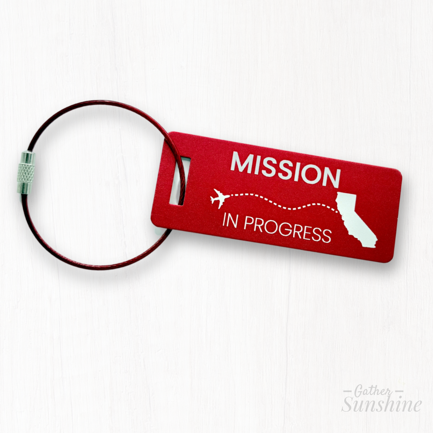Mission in Progress - Custom State or Country - Small Tag | Travel Gift for Missionaries & Graduates