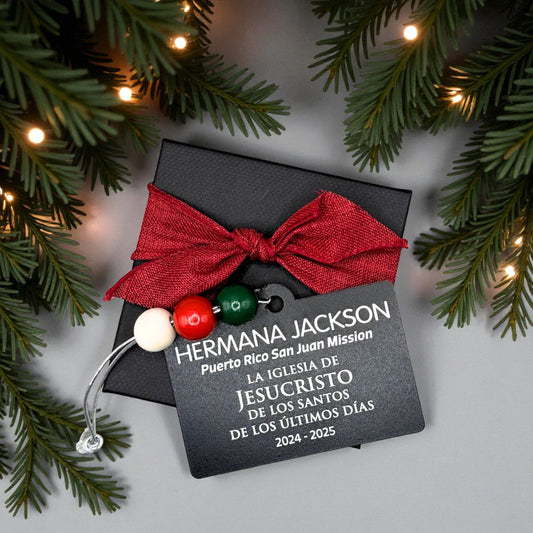 A Personalized Missionary Name Tag Ornament | Keepsake in 6 Languages