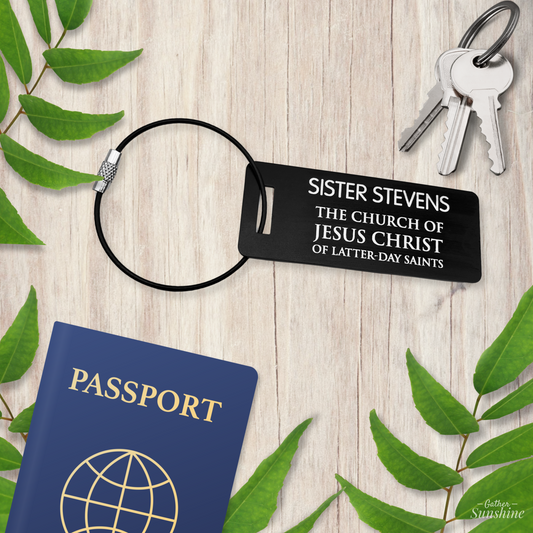 Missionary Small Luggage Tag – Compact & Personalized for Travel - English, Spanish, Portuguese, German, & Tongan