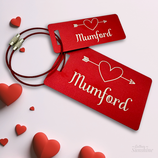 Love Struck Hearts Luggage Tag Set – Personalized Small & Large Tags for Travel, Couples, or Gift Bundles