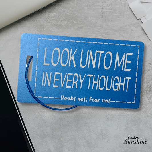 Look Unto Me Luggage Tag – Large Metal Tag for LDS Missionaries | Personalized Christian Travel Gift | Encouraging Keepsake