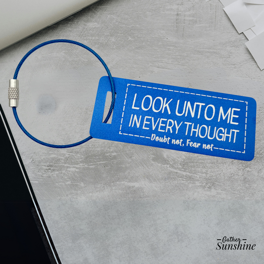 Look Unto Me Luggage Tag – Small Metal Tag for Missionaries or Travelers | Personalized LDS Gift | Travel Encouragement
