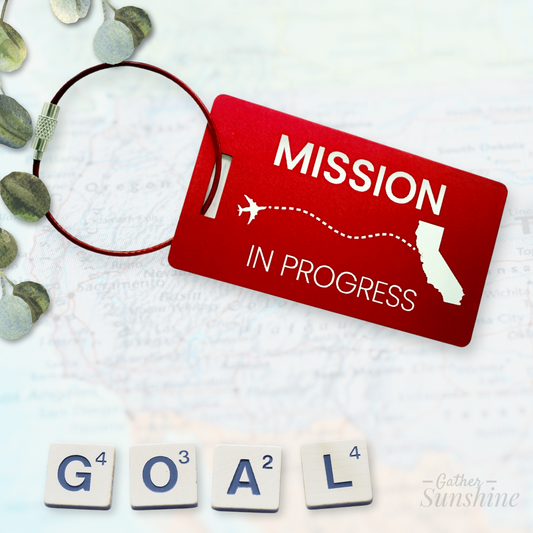 Mission in Progress - Custome State or Country - Large Tag | Personalized Gift for Missionaries, Travelers & Grads