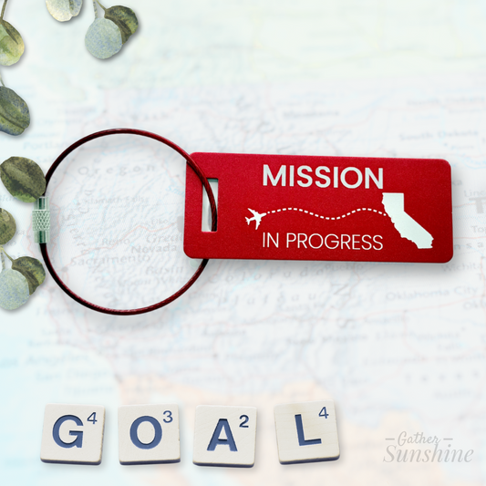 Mission in Progress - Custom State or Country - Small Tag | Travel Gift for Missionaries & Graduates