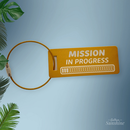 Mission In Progress Small Tag – 24 Month Elder Mission Gift | Durable Metal | Personalized Travel Tag