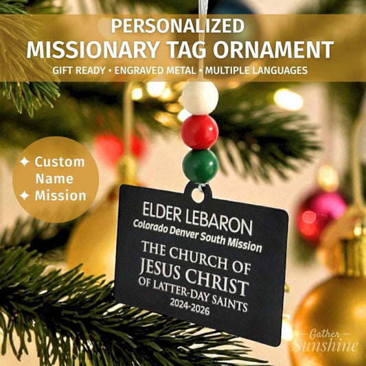A Personalized Missionary Name Tag Ornament | Keepsake in 6 Languages