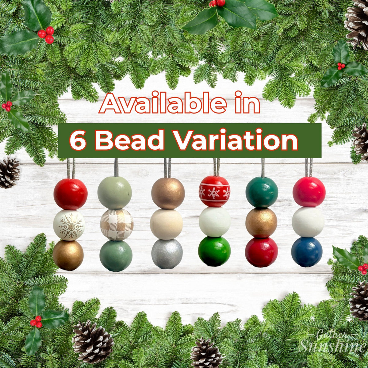 Six bead color combinations available for the personalized missionary name tag ornament.