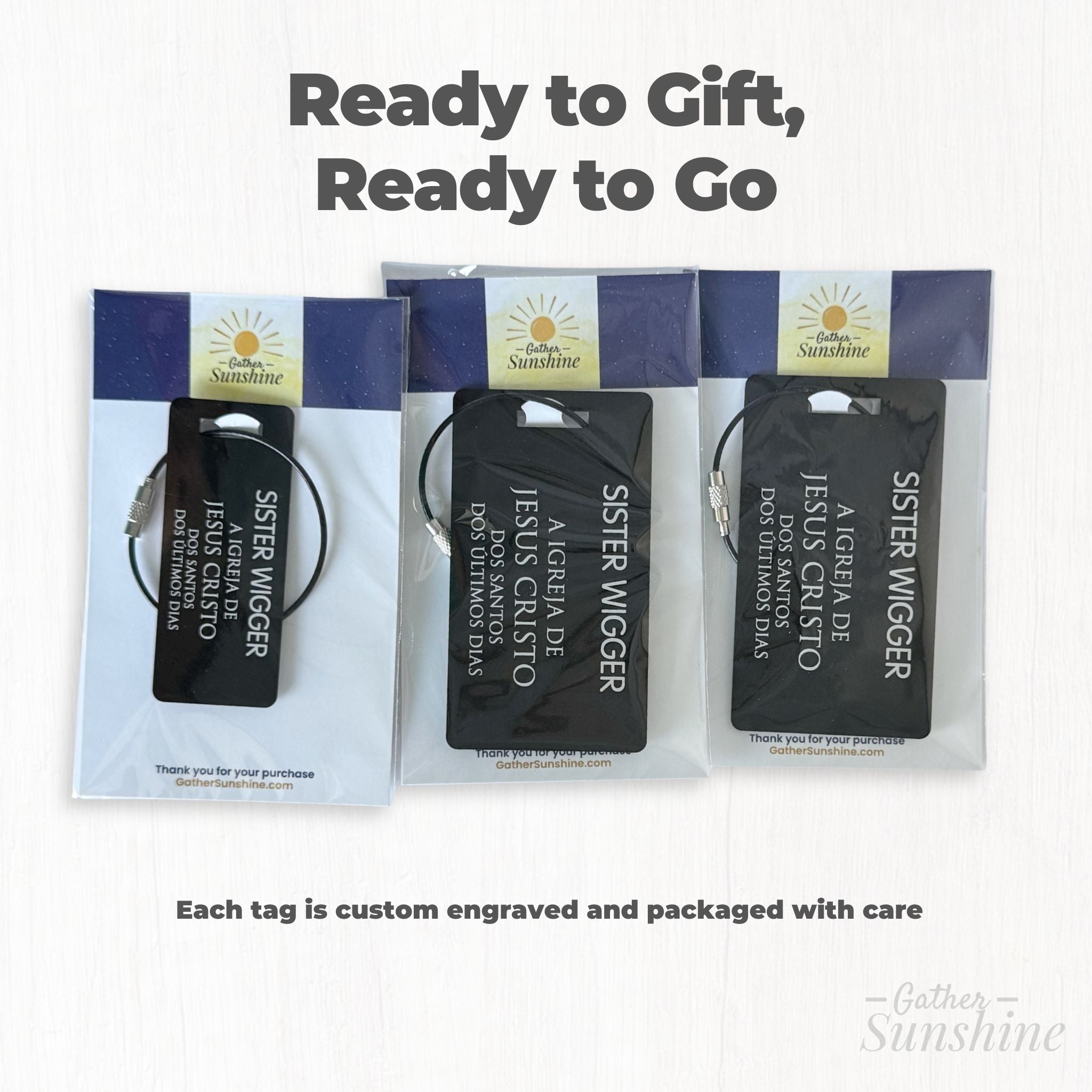 Missionary Luggage Tag – Personalized LDS Name Tag – Gather Sunshine