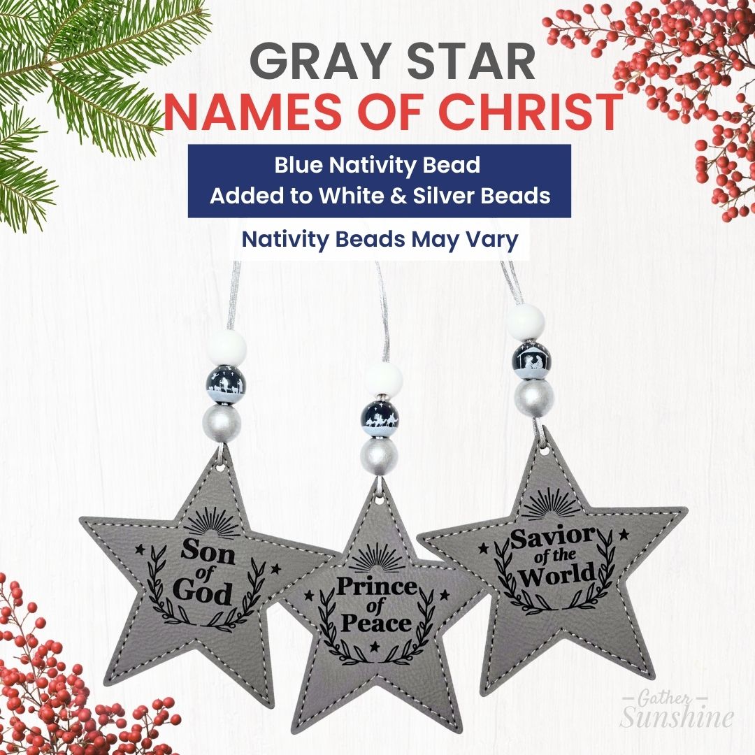 Names of Christ Set of 3 - Engraved Leatherette Star Ornament