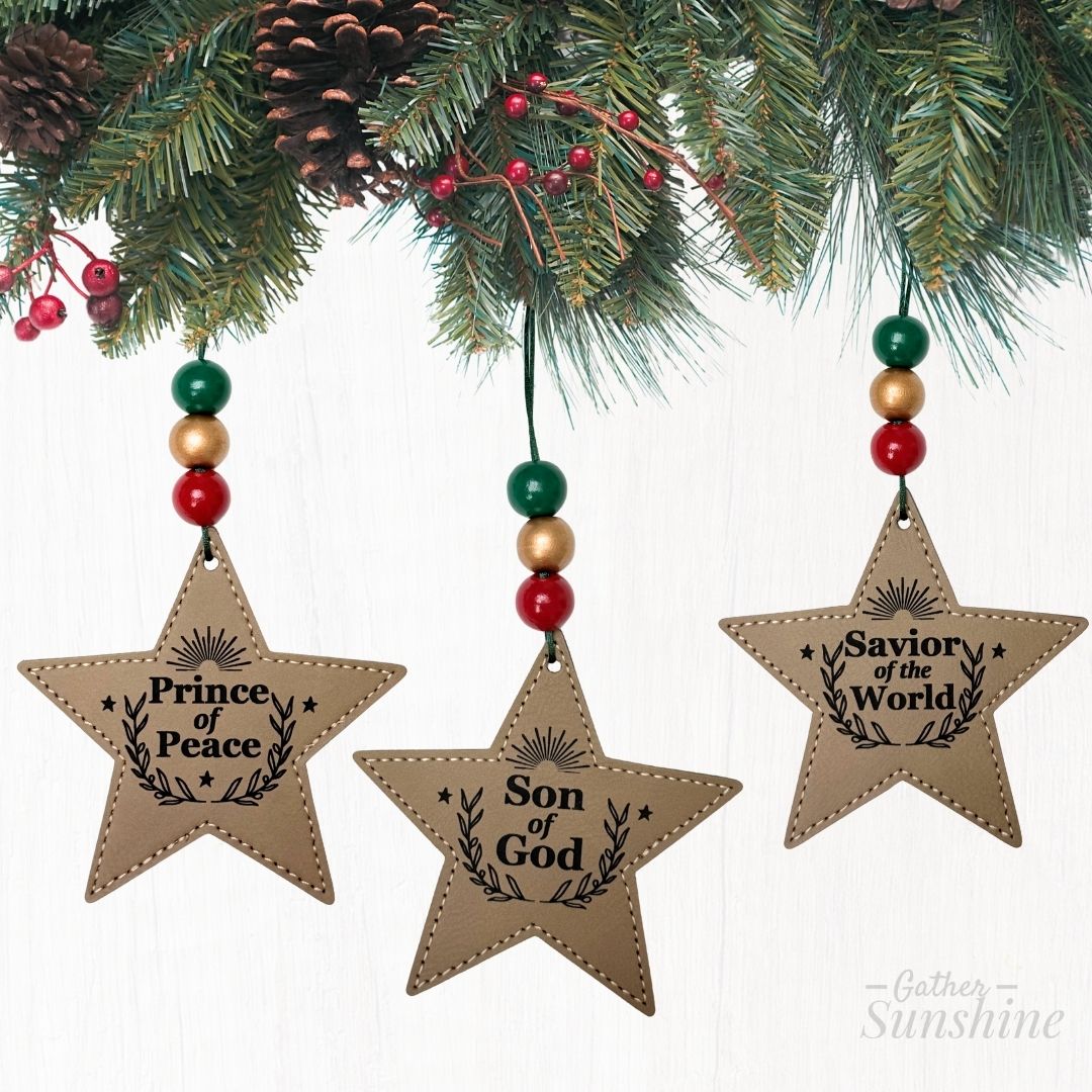 Names of Christ Set of 3 - Engraved Leatherette Star Ornament