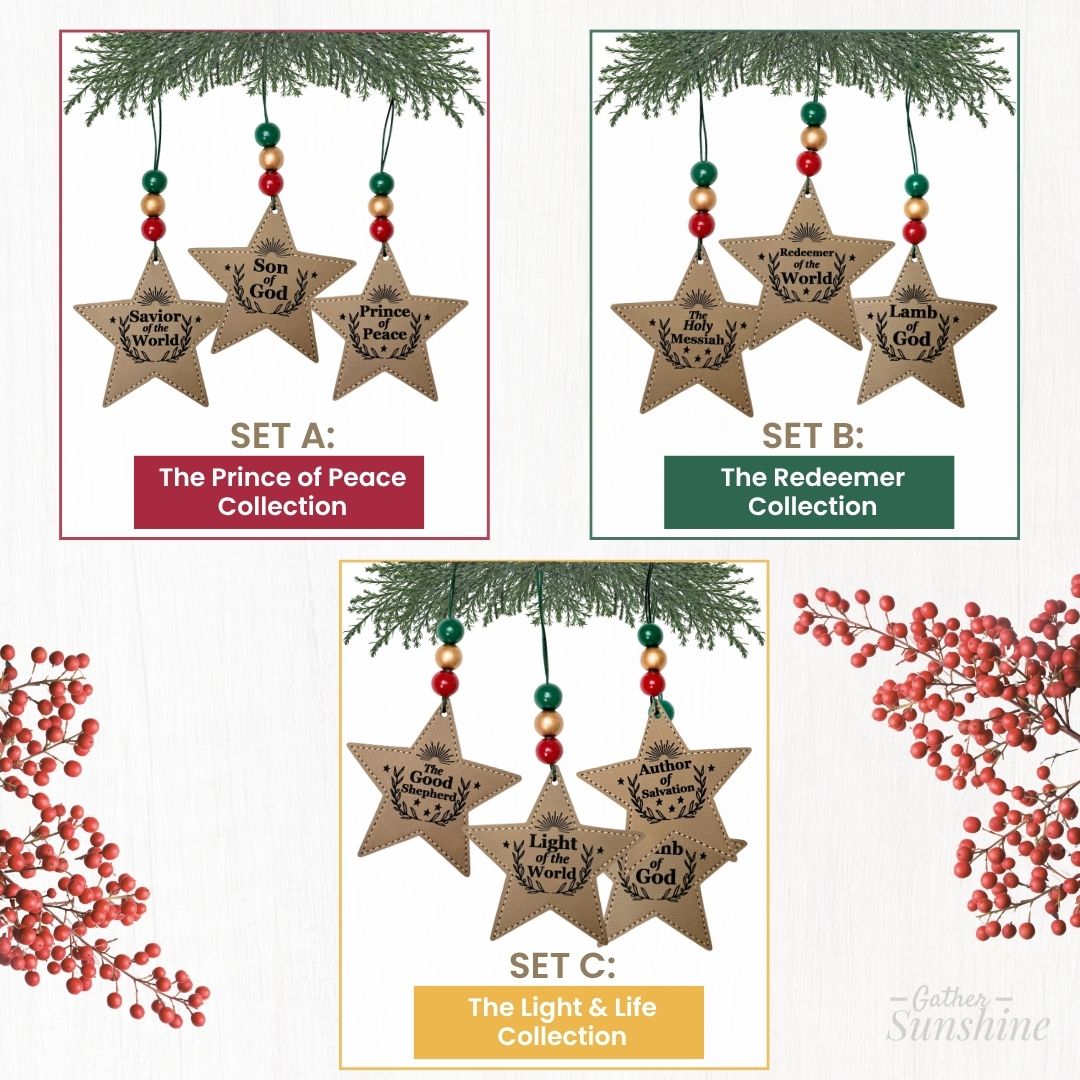 Names of Christ Set of 3 - Engraved Leatherette Star Ornament
