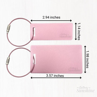 Large tag measures approximately 3.5 x 2 inches and small tag is about 3 x 1 inch - personalized